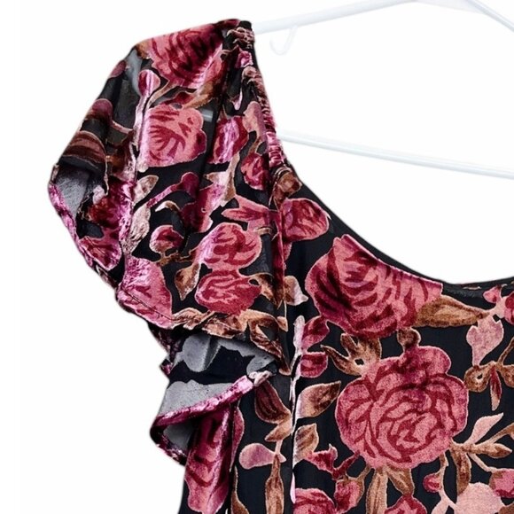 Acqua Babydoll Blouse Size Medium Velvet Floral Fairy Whimsigoth Cottagecore - Picture 11 of 11